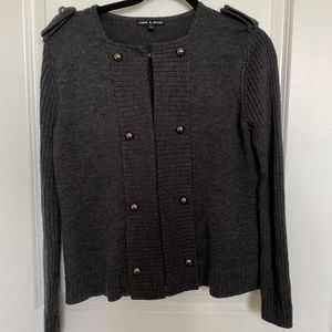 Cable & Gauge Knit Gray Sweater with Buttons
